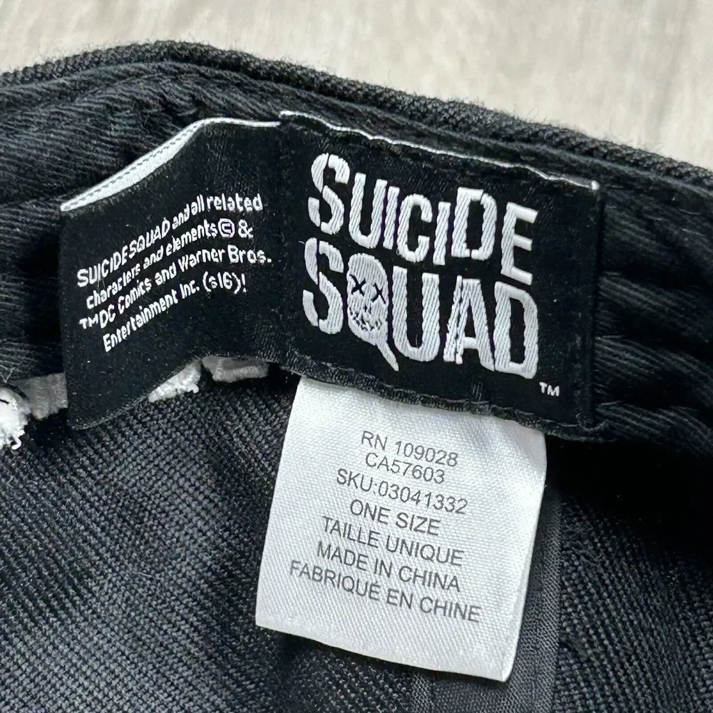 NEW Black Suicide Squad Movie Hat Cap In Squad We Trust DC‎ Comics Flat Brim